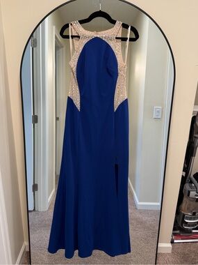 Decode 1.8 Embellished Illusion Gown – Royal Blue Formal Prom Dress – Size 8